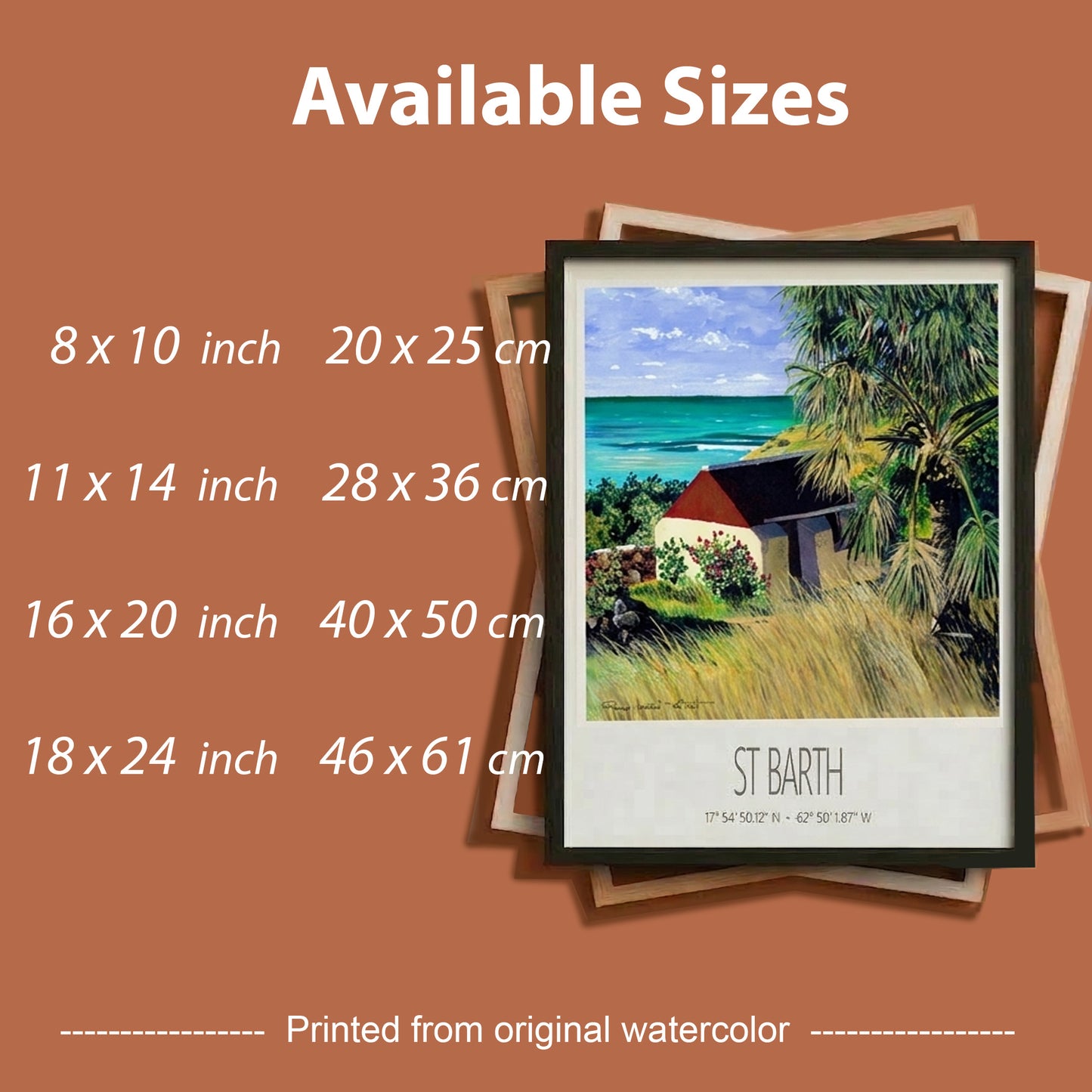 Vintage Travel Poster – St Barth – Grand Cul de Sac Bay – Framed Caribbean Art Print
