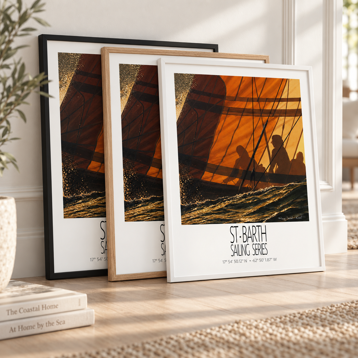 Sunset – frame colors information – framed St Barth sailing wall art
