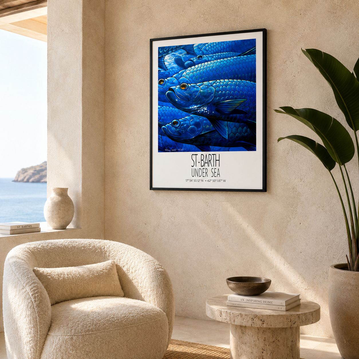 Tarpons Under Sea wall art interior mockup 1