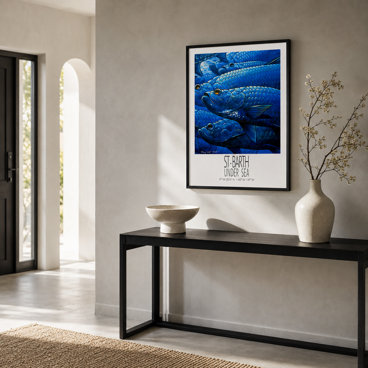 Tarpons Under Sea wall art interior mockup 3
