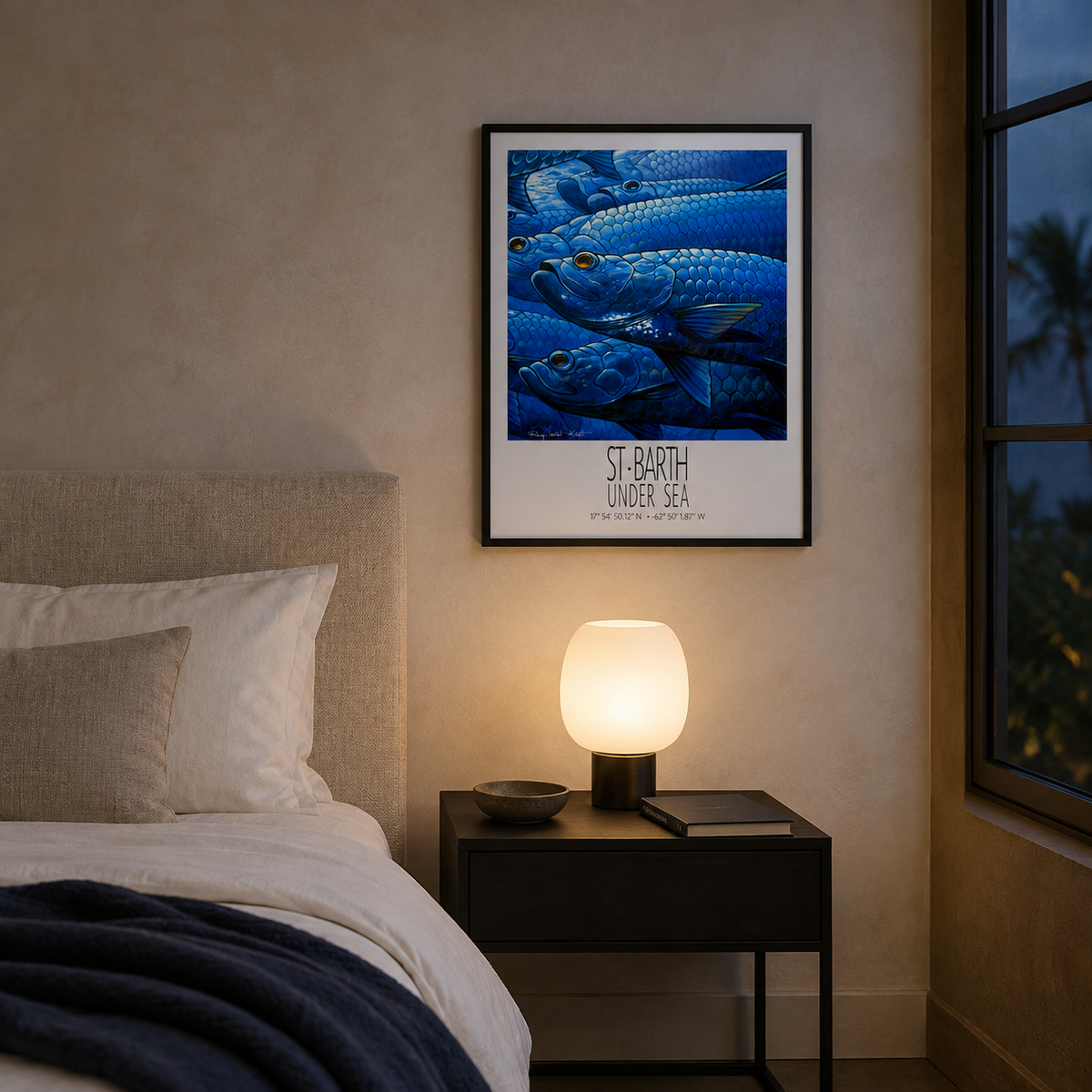 Tarpons Under Sea wall art interior mockup 4