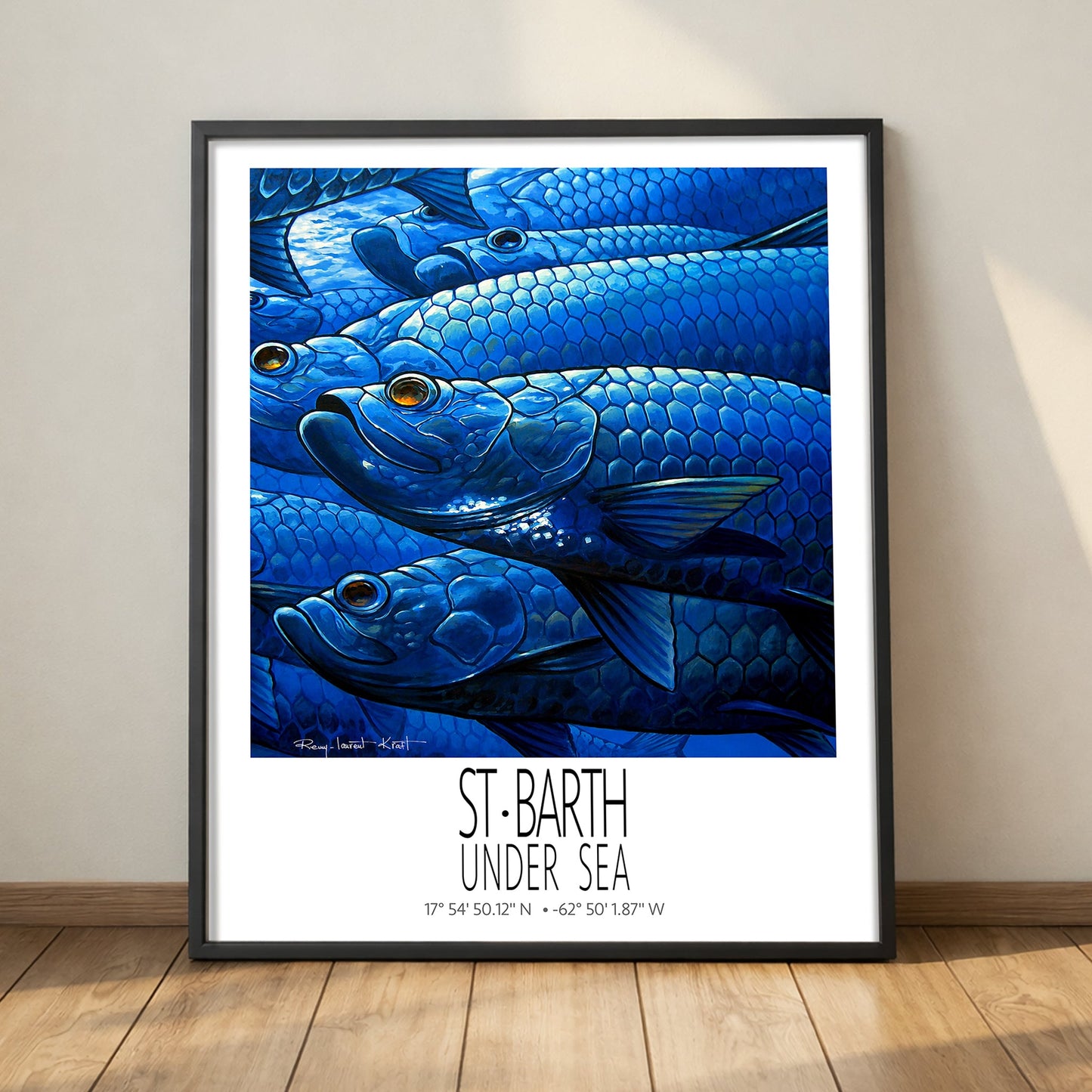Tarpons framed Under Sea wall art mockup