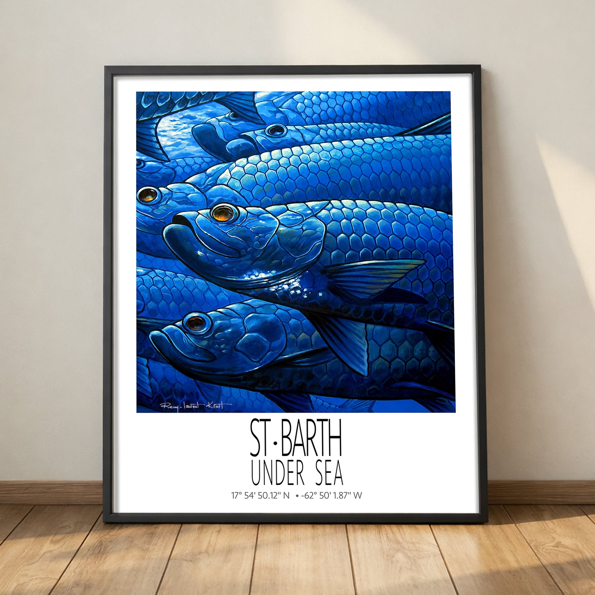 Tarpons framed Under Sea wall art mockup