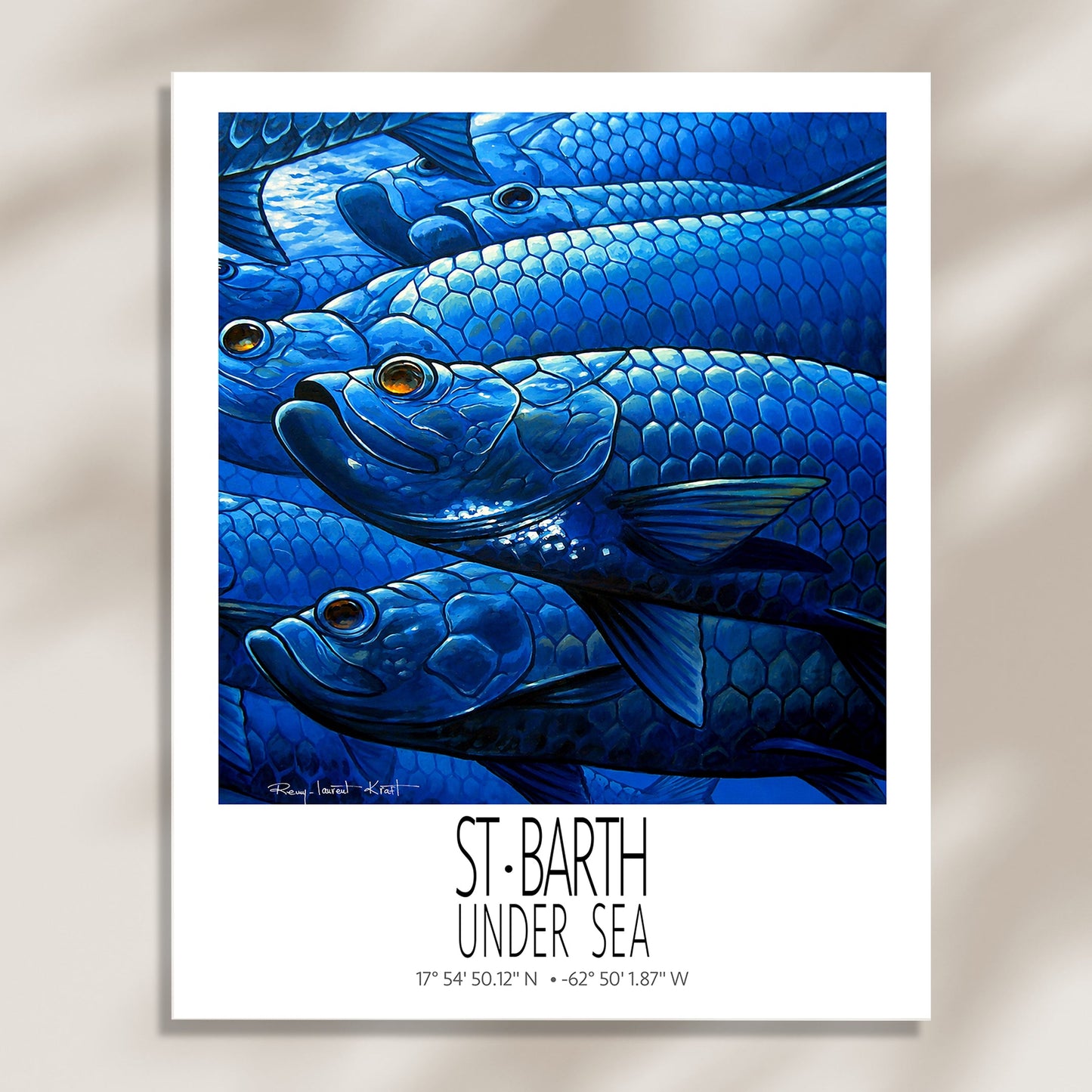 Tarpons unframed St Barth vintage travel poster