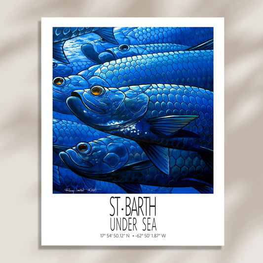 Tarpons unframed St Barth vintage travel poster