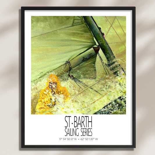 The Sail – product view on a light background – framed St Barth sailing wall art