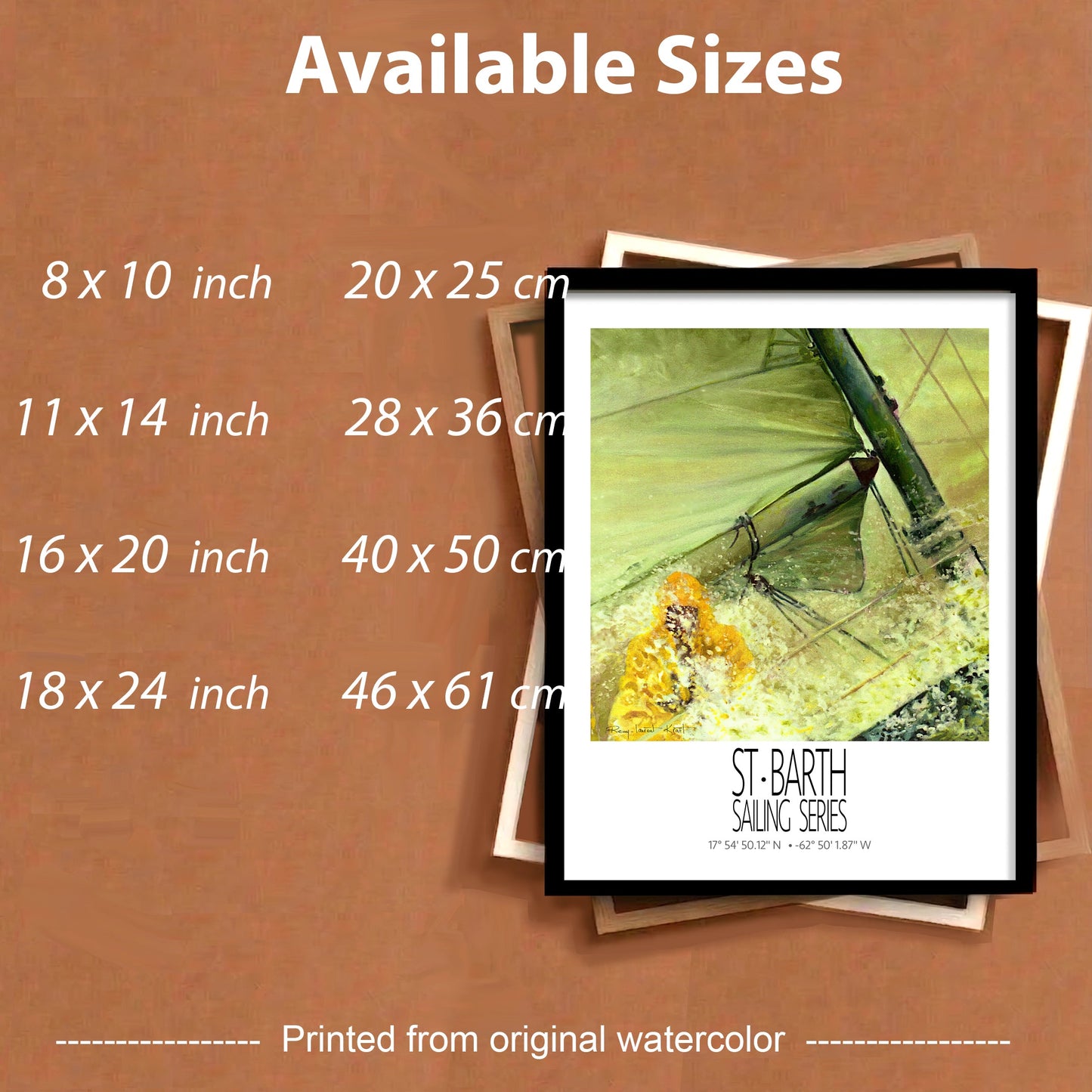 The Sail – framed sizes information – framed St Barth sailing wall art