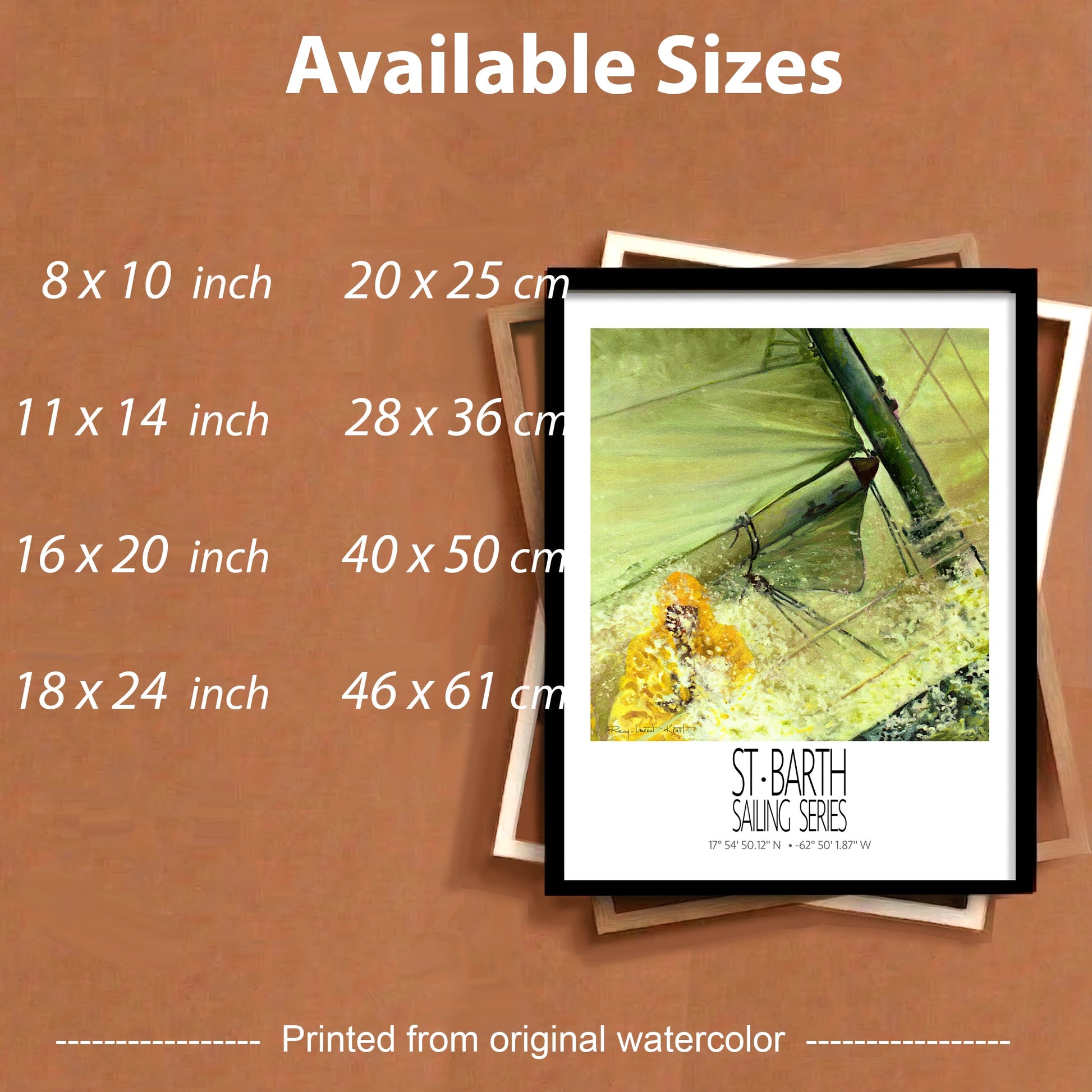 The Sail – framed sizes information – framed St Barth sailing wall art