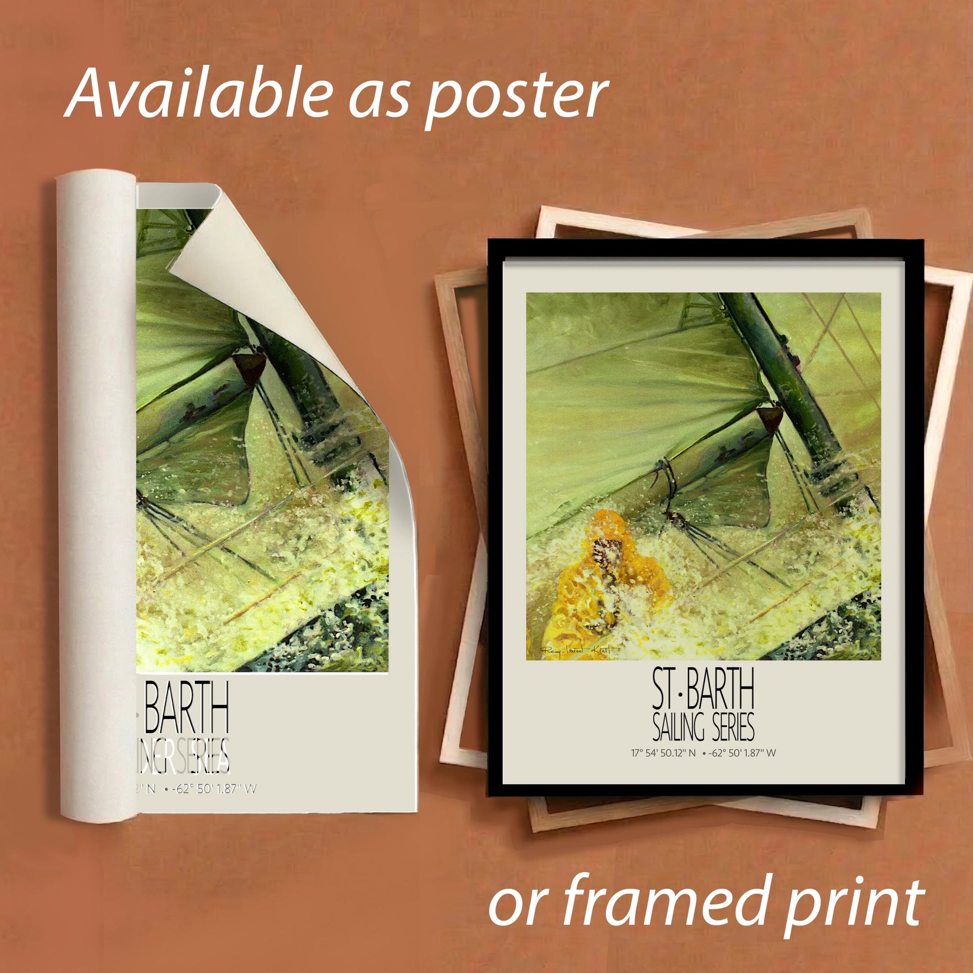 The Sail – framed and unframed versions information – framed St Barth sailing wall art