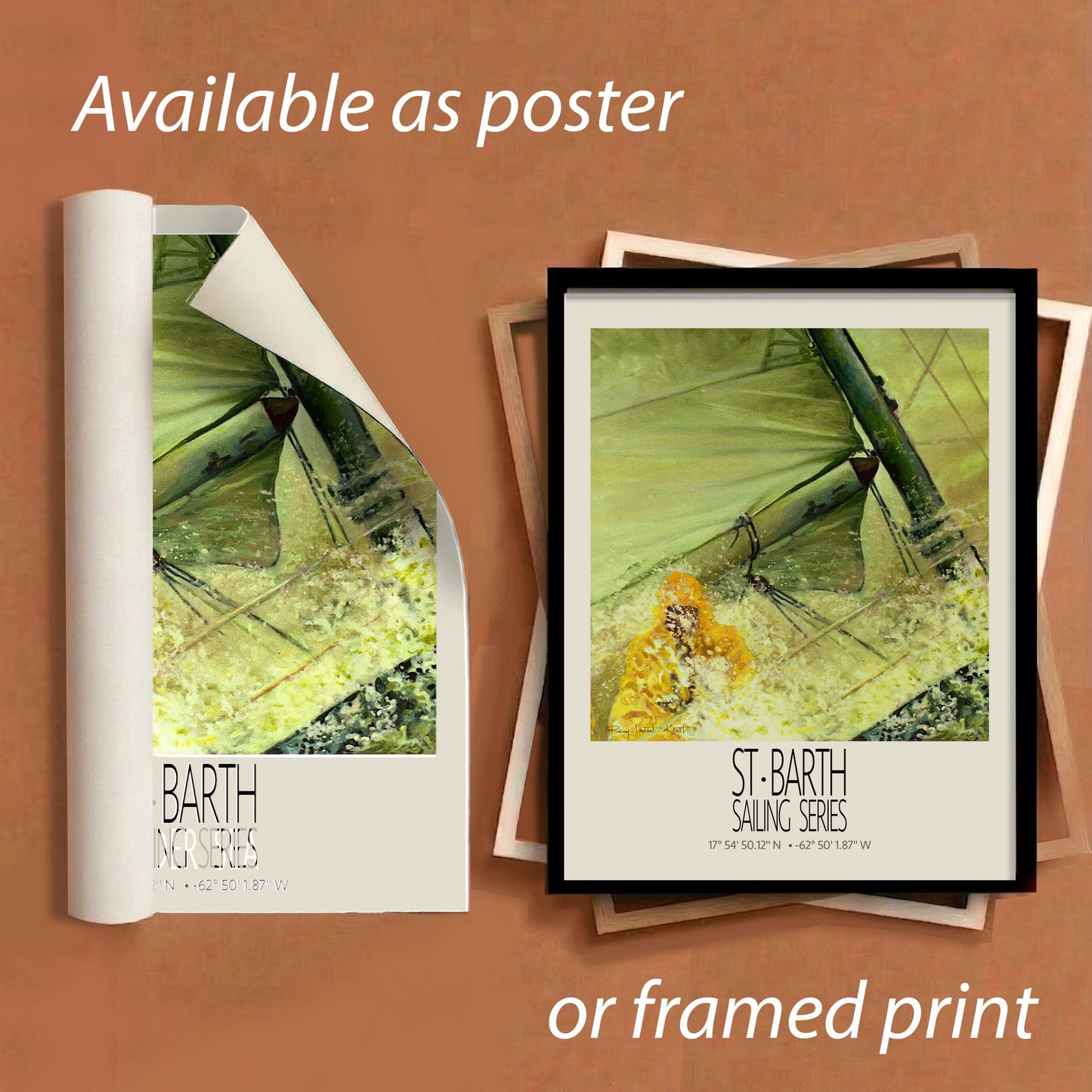 The Sail – framed and unframed versions information – unframed St Barth sailing wall art