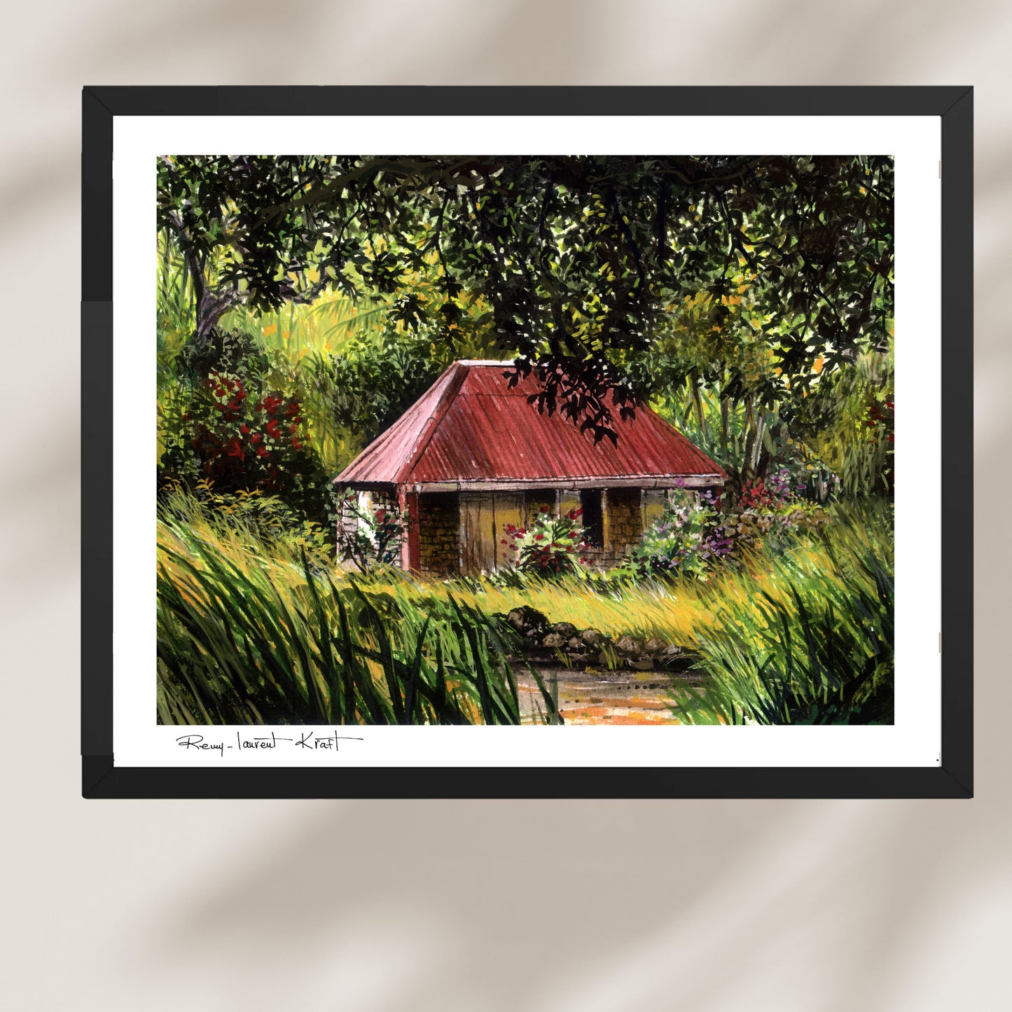 St Barth Watercolor Print – Vieille Case – Framed Caribbean Wall Art