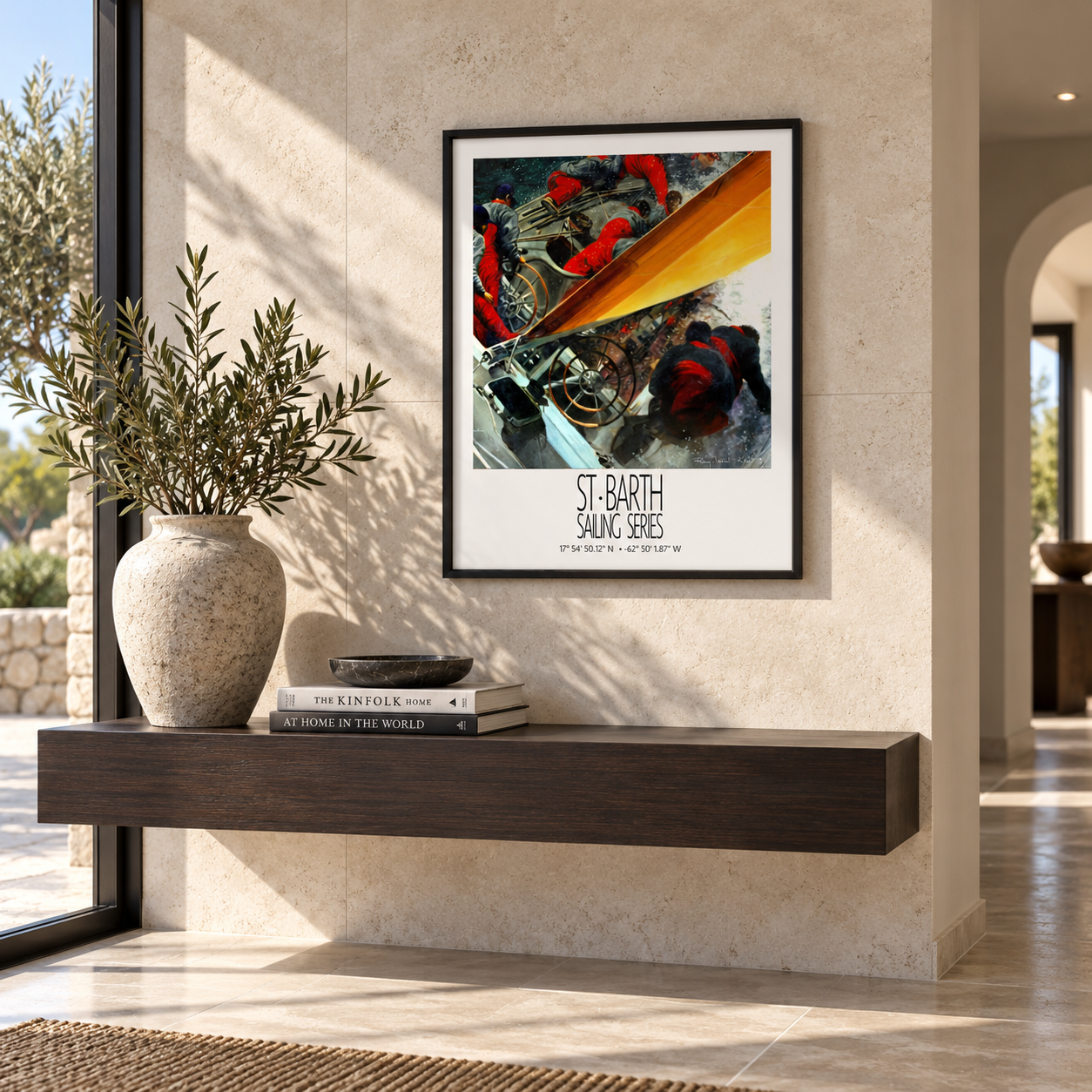 The Yellow Sail – interior ambience 4 – unframed St Barth sailing wall art