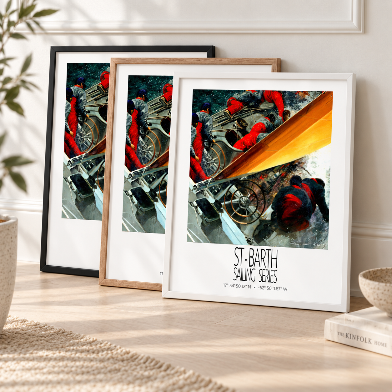 The Yellow Sail – frame colors information – framed St Barth sailing wall art