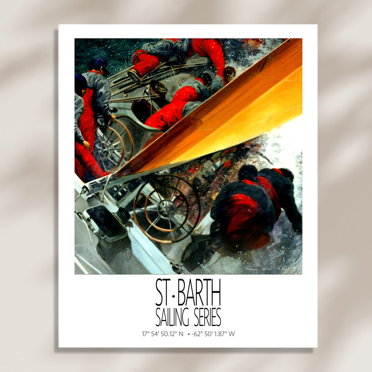 The Yellow Sail – poster-only product view on a light background – unframed St Barth sailing wall art