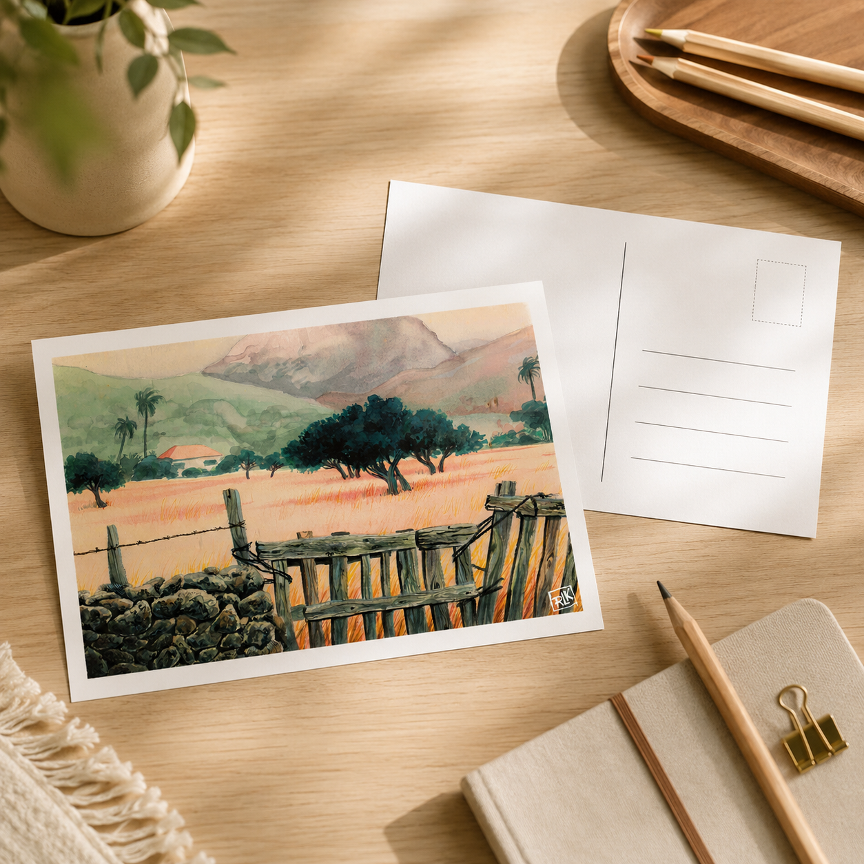 Postal Card - Salines – St-Barth - original watercolor print - Caribbean Art Print