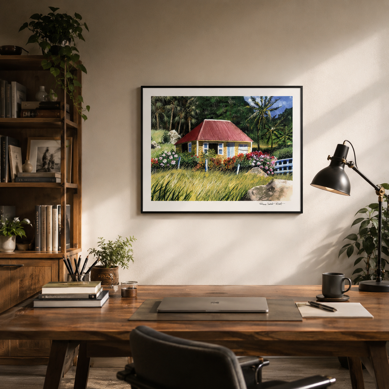 St Barth Watercolor Print – Case Jaune – Caribbean Wall Art