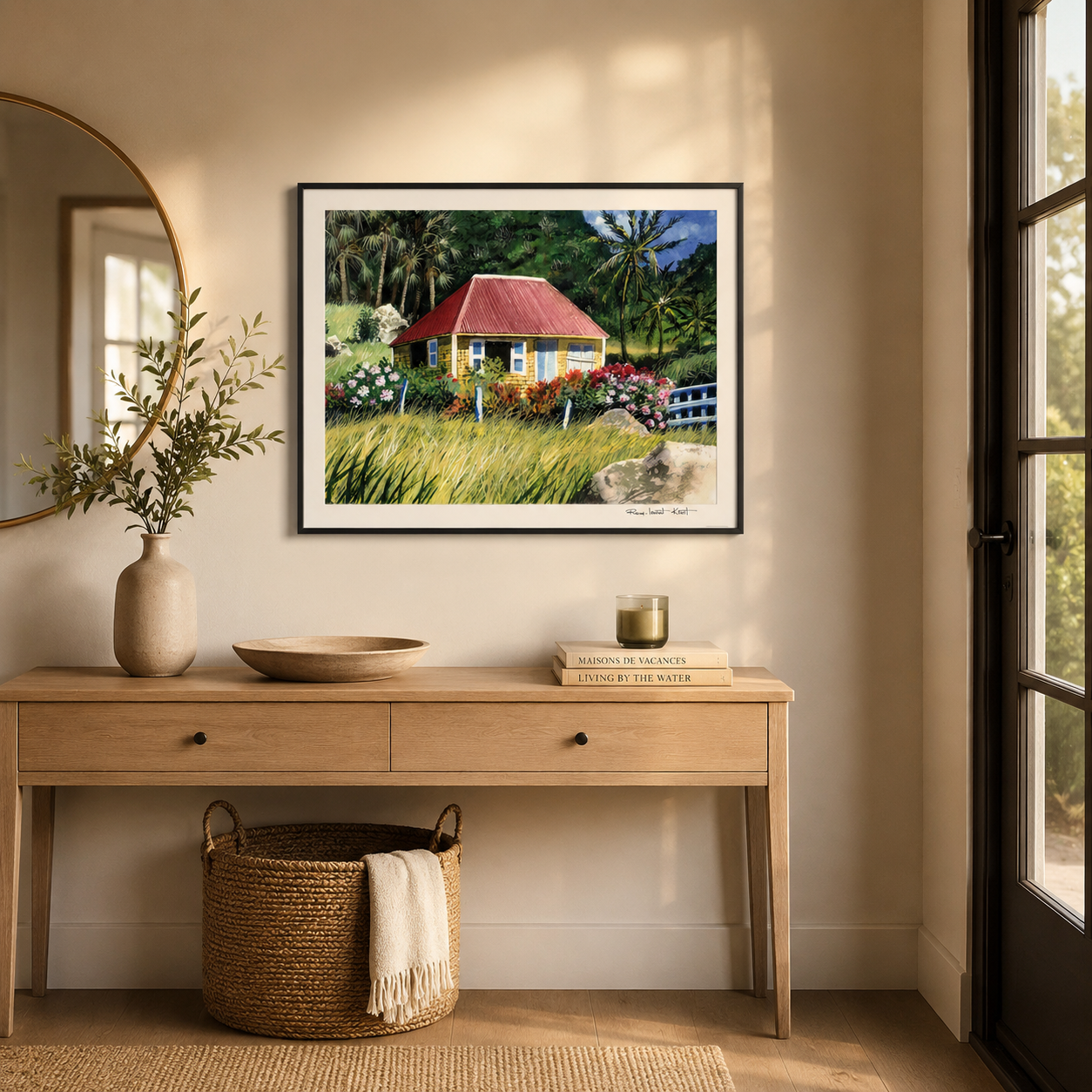 St Barth Watercolor Print – Case Jaune – Caribbean Wall Art