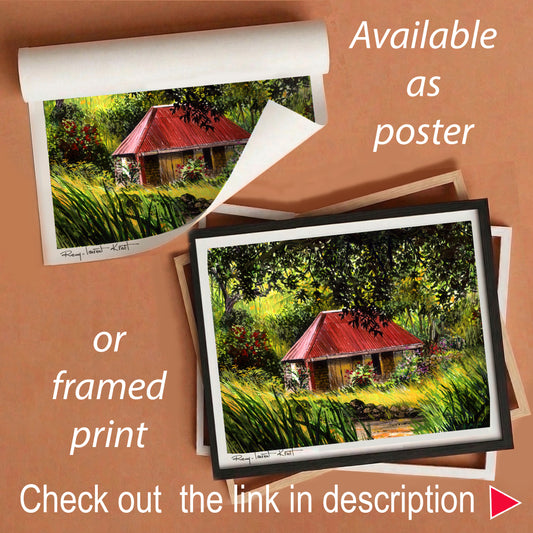 St Barth Watercolor Print – Vieille Case – Framed Caribbean Wall Art