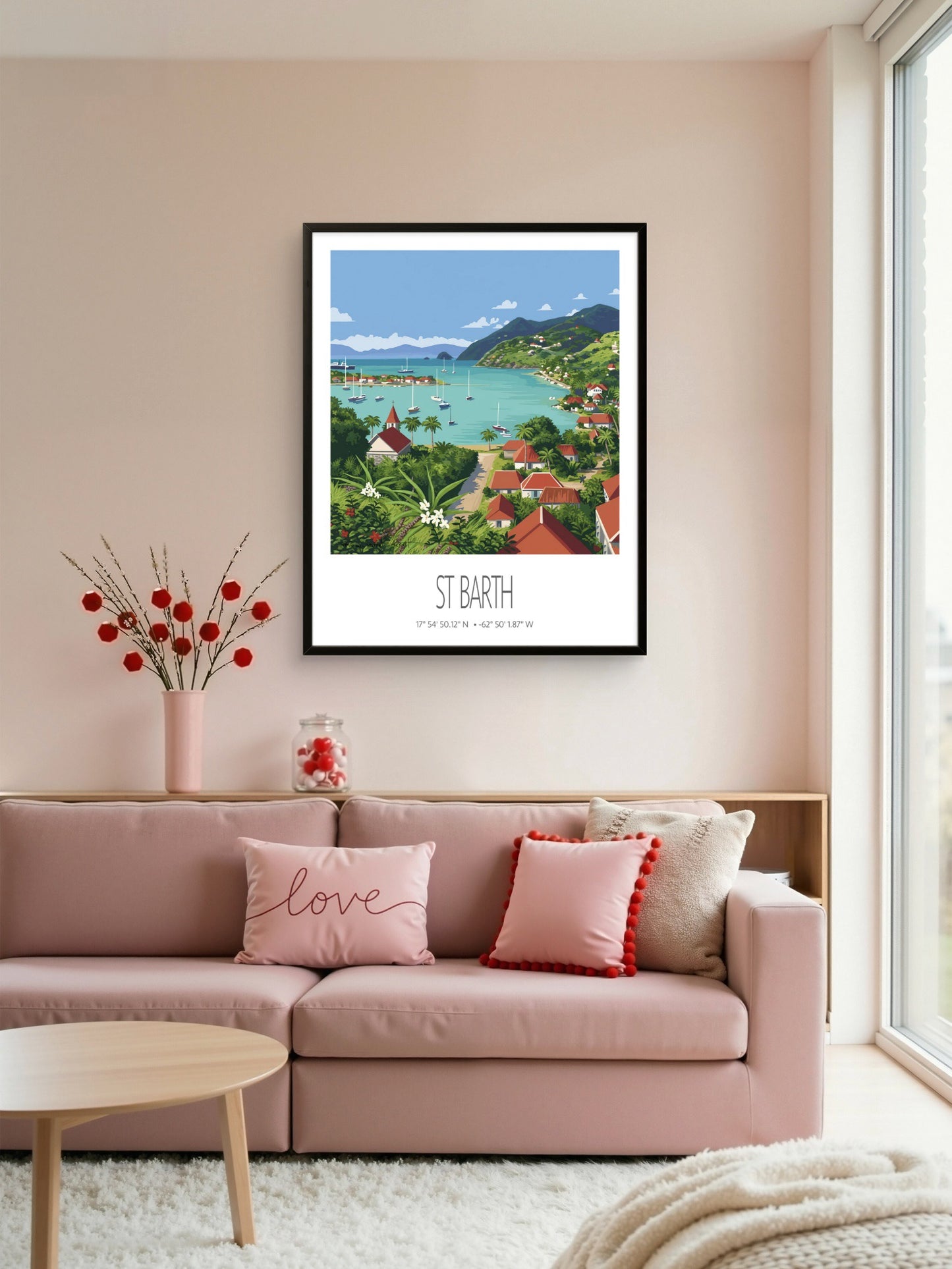 Vintage Travel Poster – St Barth – Gustavia Bay – Caribbean Art Print