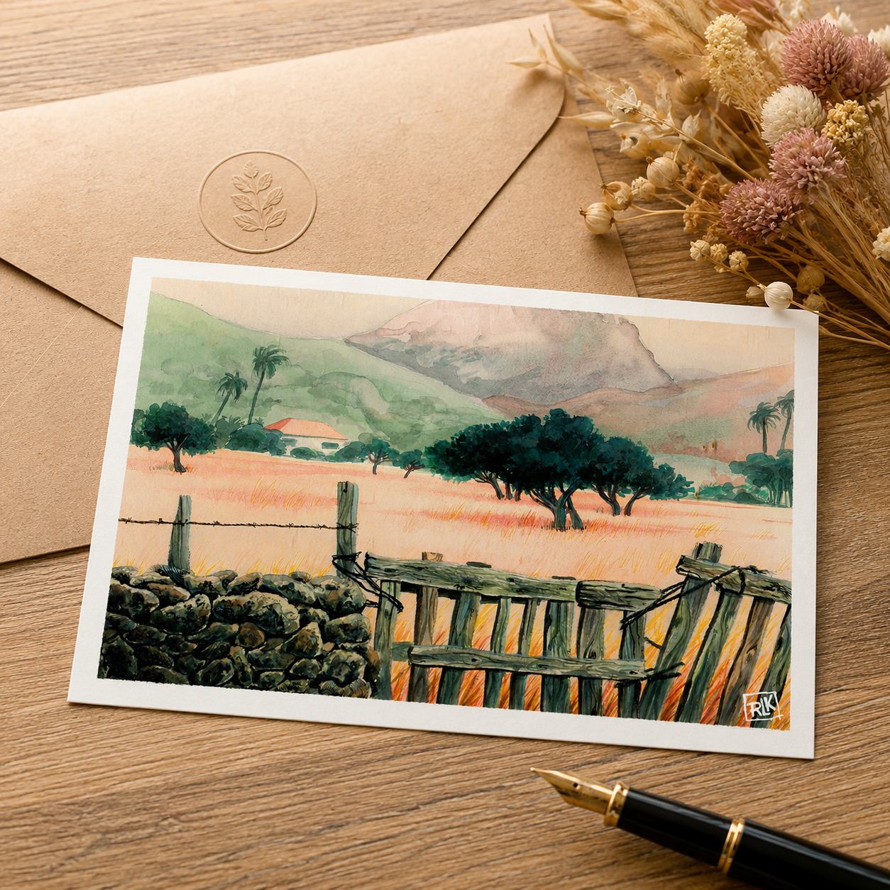 Postal Card - Salines – St-Barth - original watercolor print - Caribbean Art Print