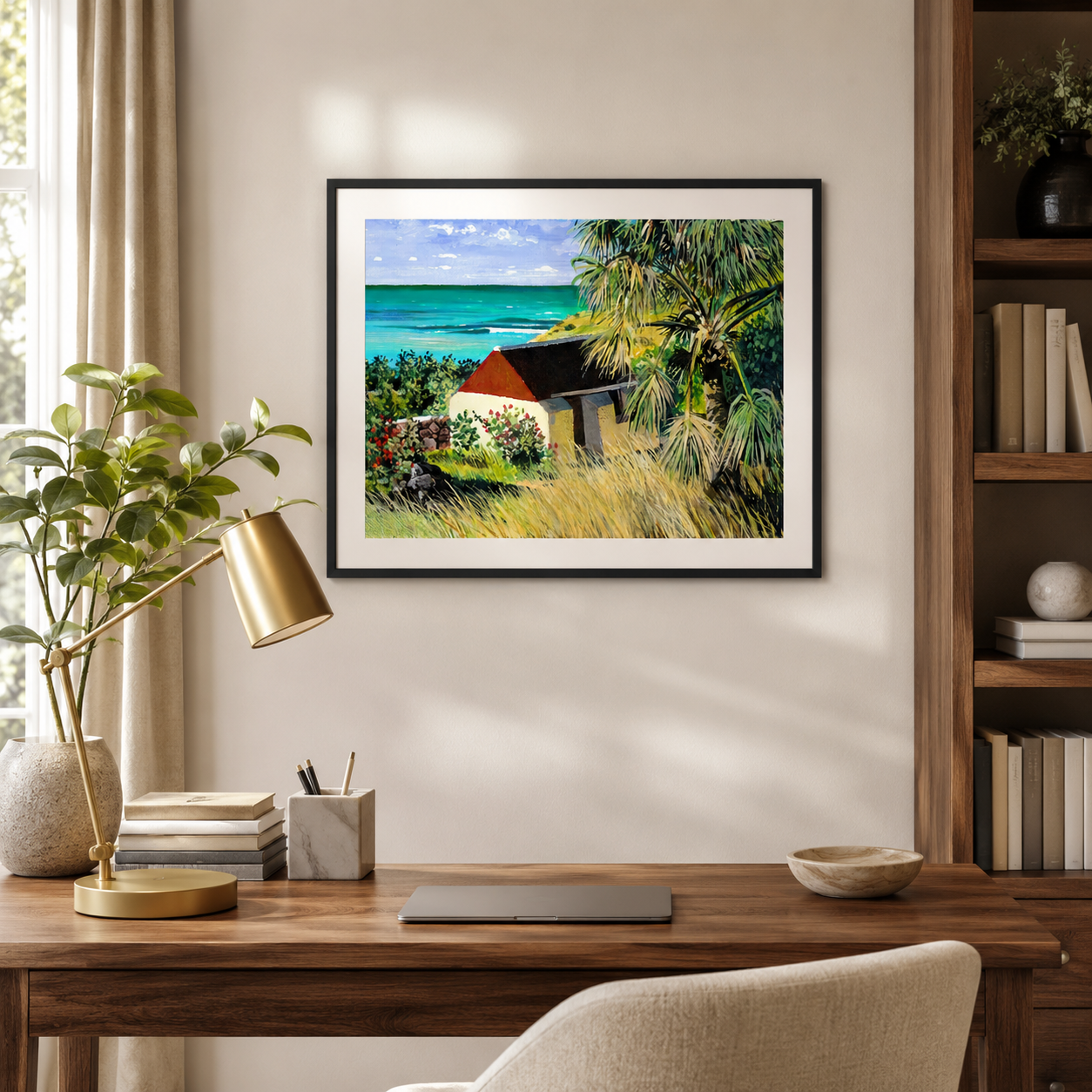St Barth Watercolor Print – Grand Cul de Sac – Caribbean Wall Art