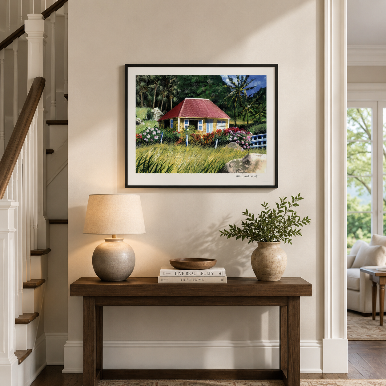 St Barth Watercolor Print – Case Jaune – Caribbean Wall Art