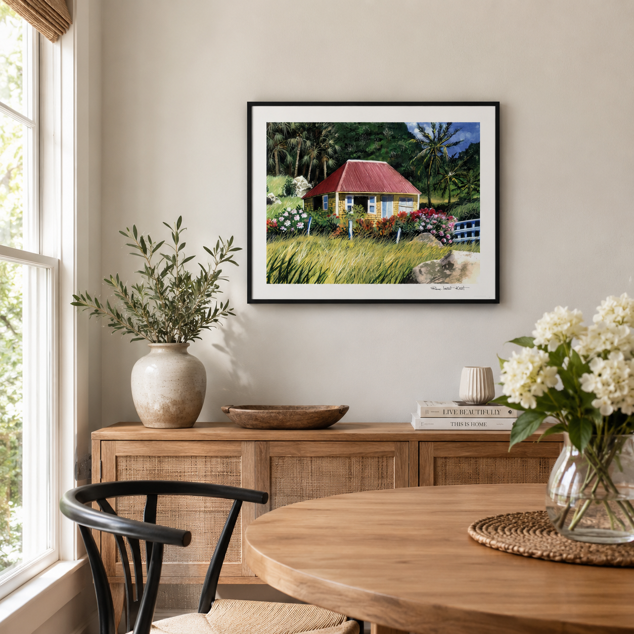 St Barth Watercolor Print – Case Jaune – Caribbean Wall Art