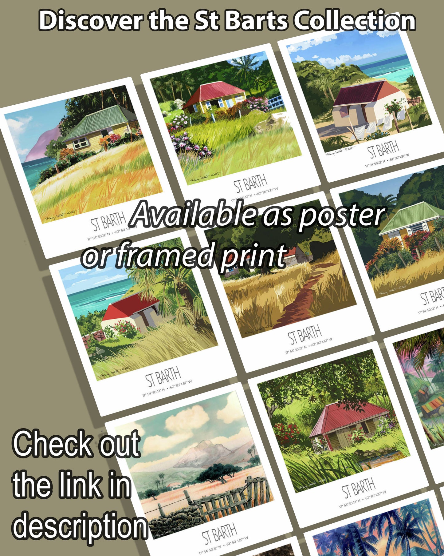 St Barth Watercolor Print – Grand Cul de Sac Lagoon – Framed Caribbean Wall Art