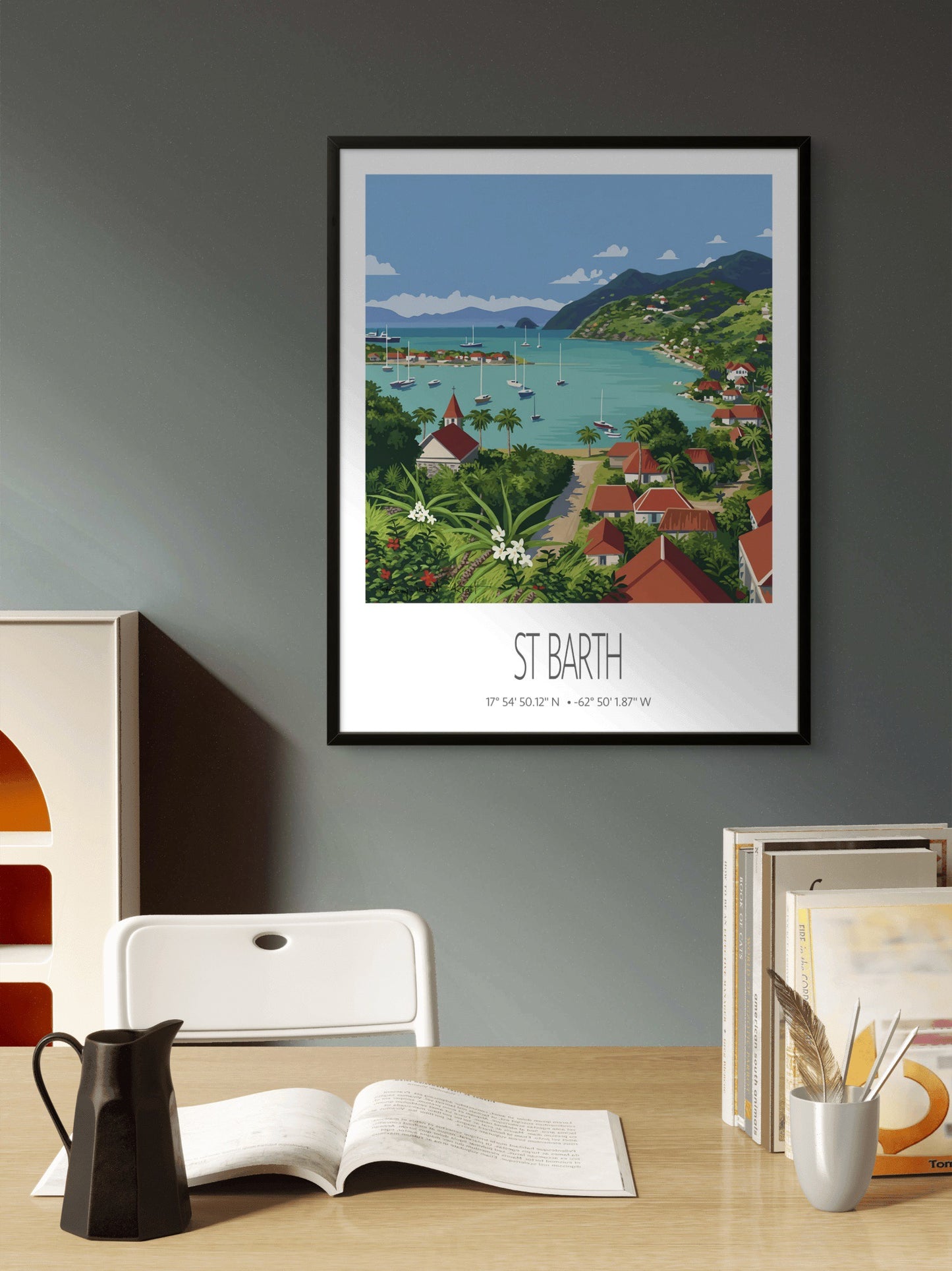 Vintage Travel Poster – St Barth – Gustavia Bay – Caribbean Art Print