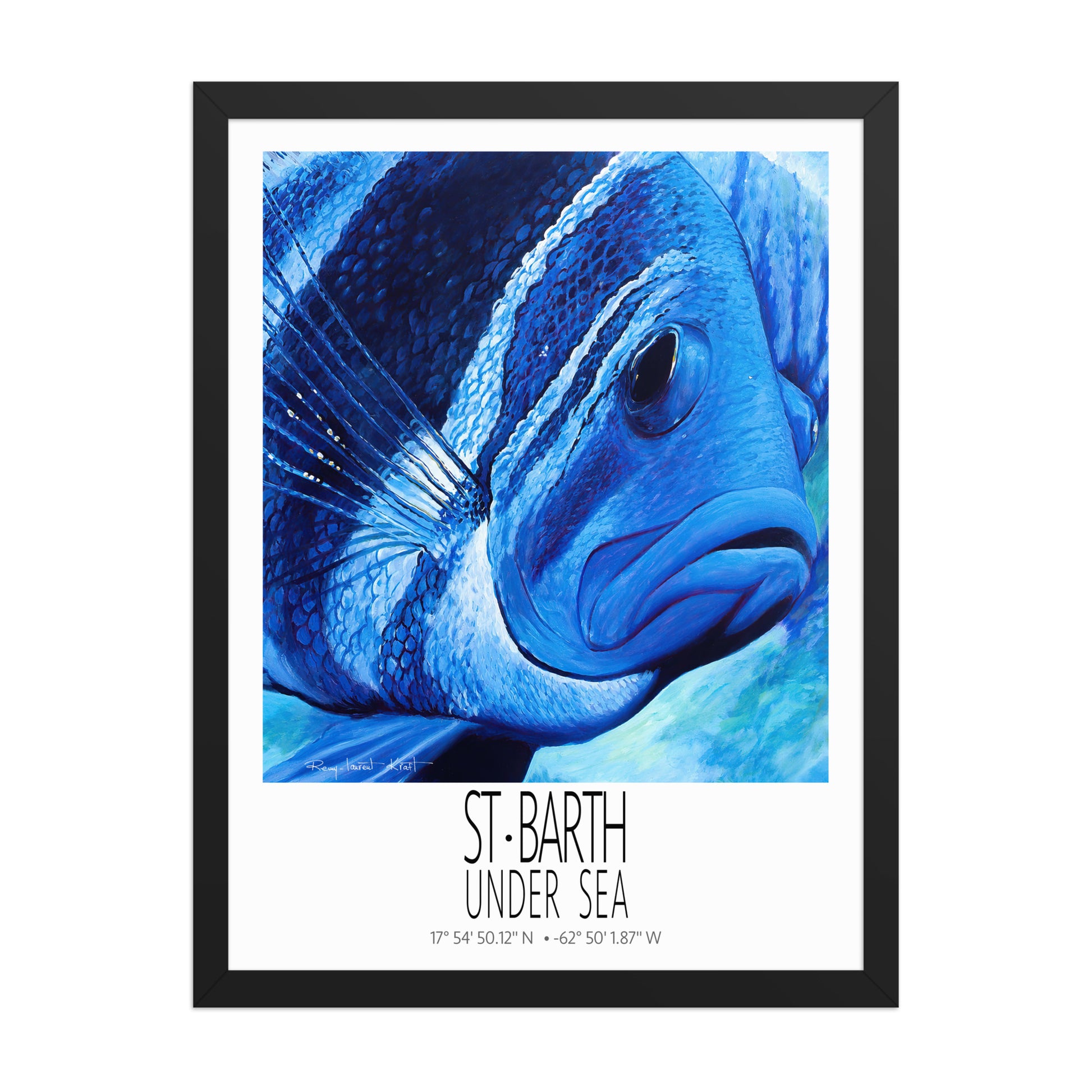 Grand Bleu poster in black frame
