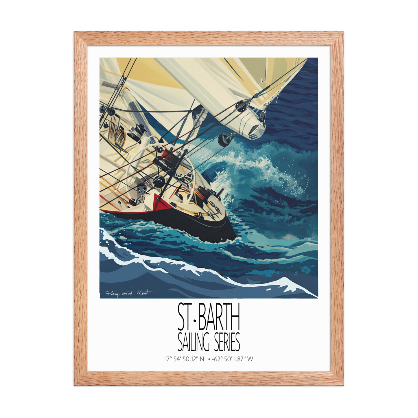 Red Hull poster in Red Oak frame