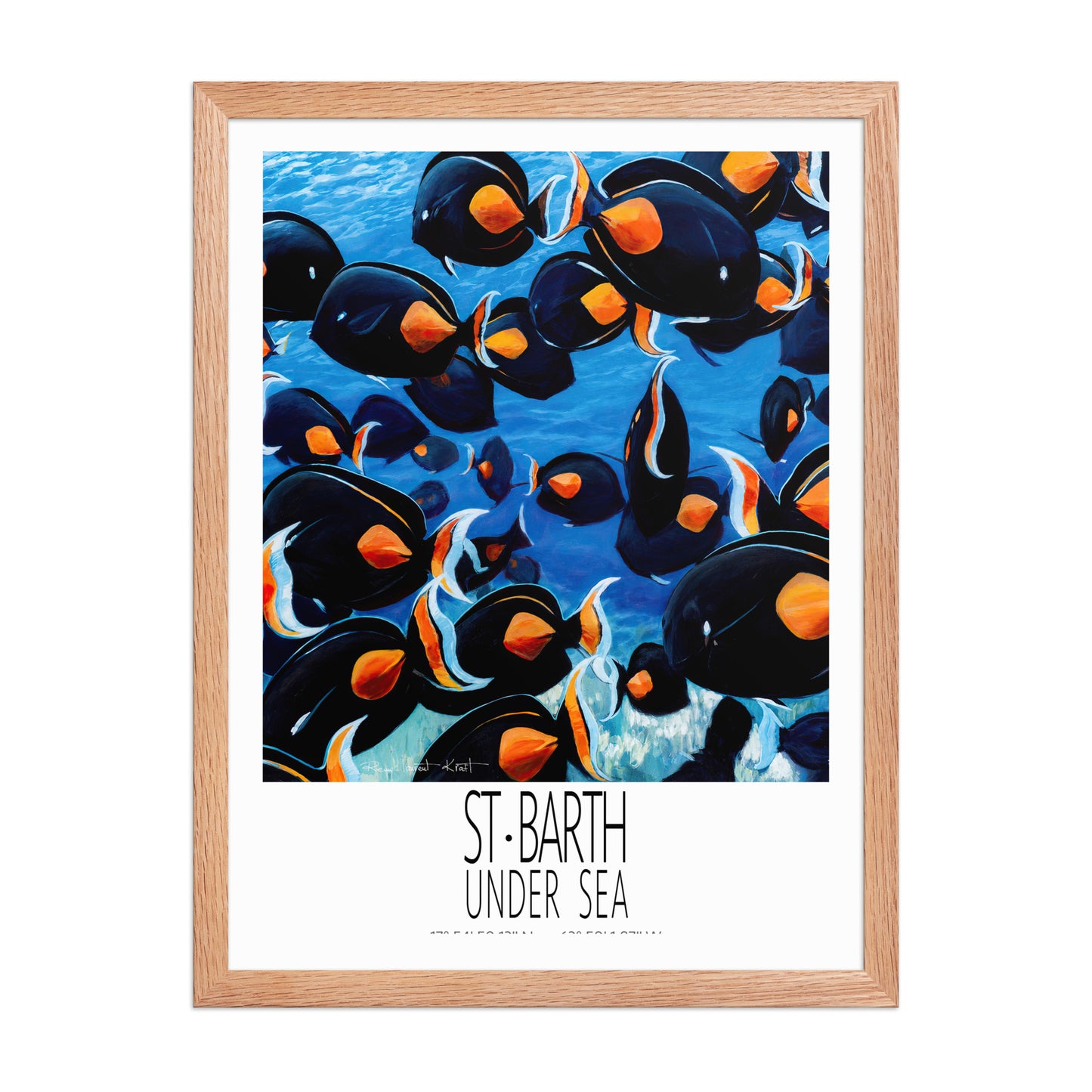 Grands Chirurgiens poster in Red Oak frame