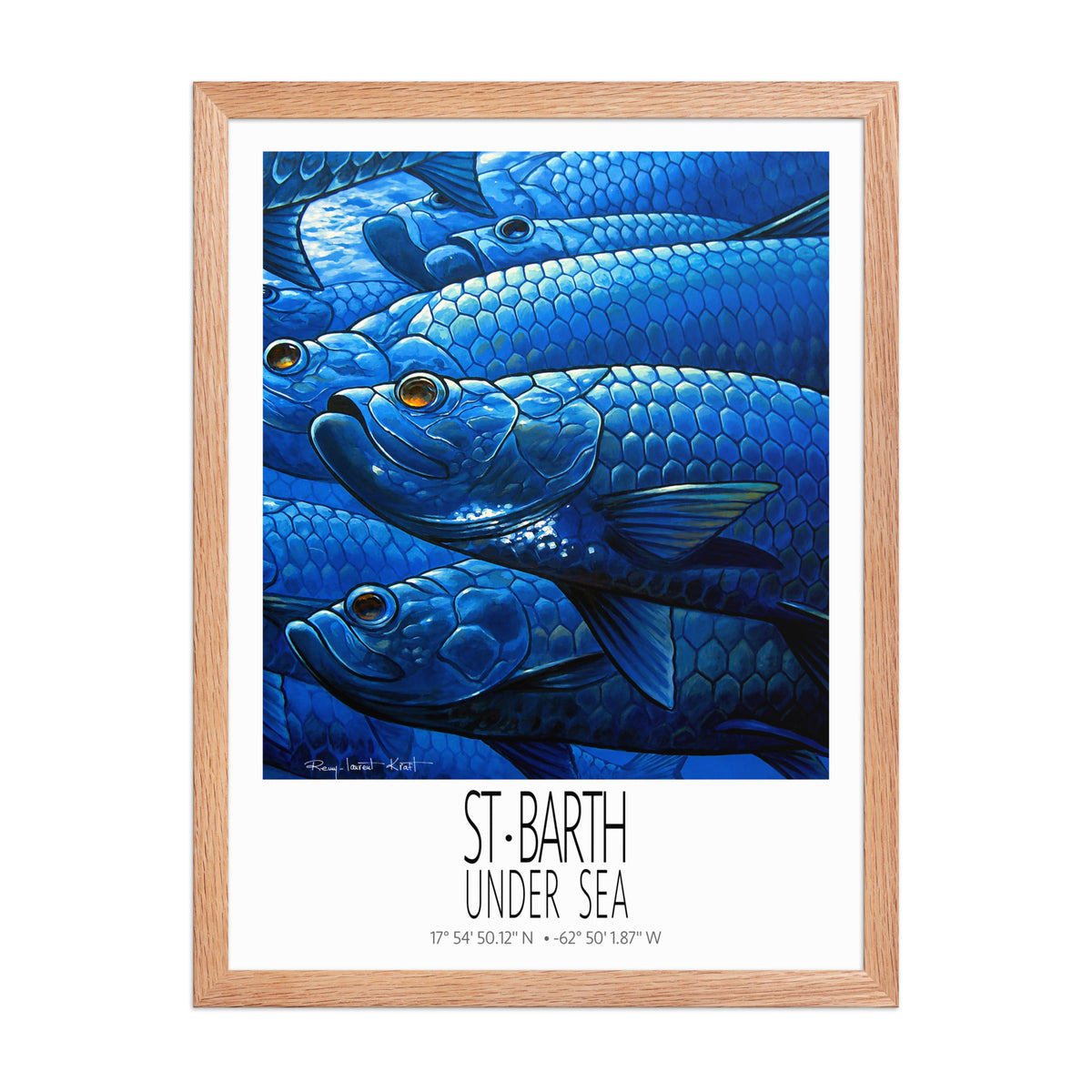 Tarpons poster in Red Oak frame