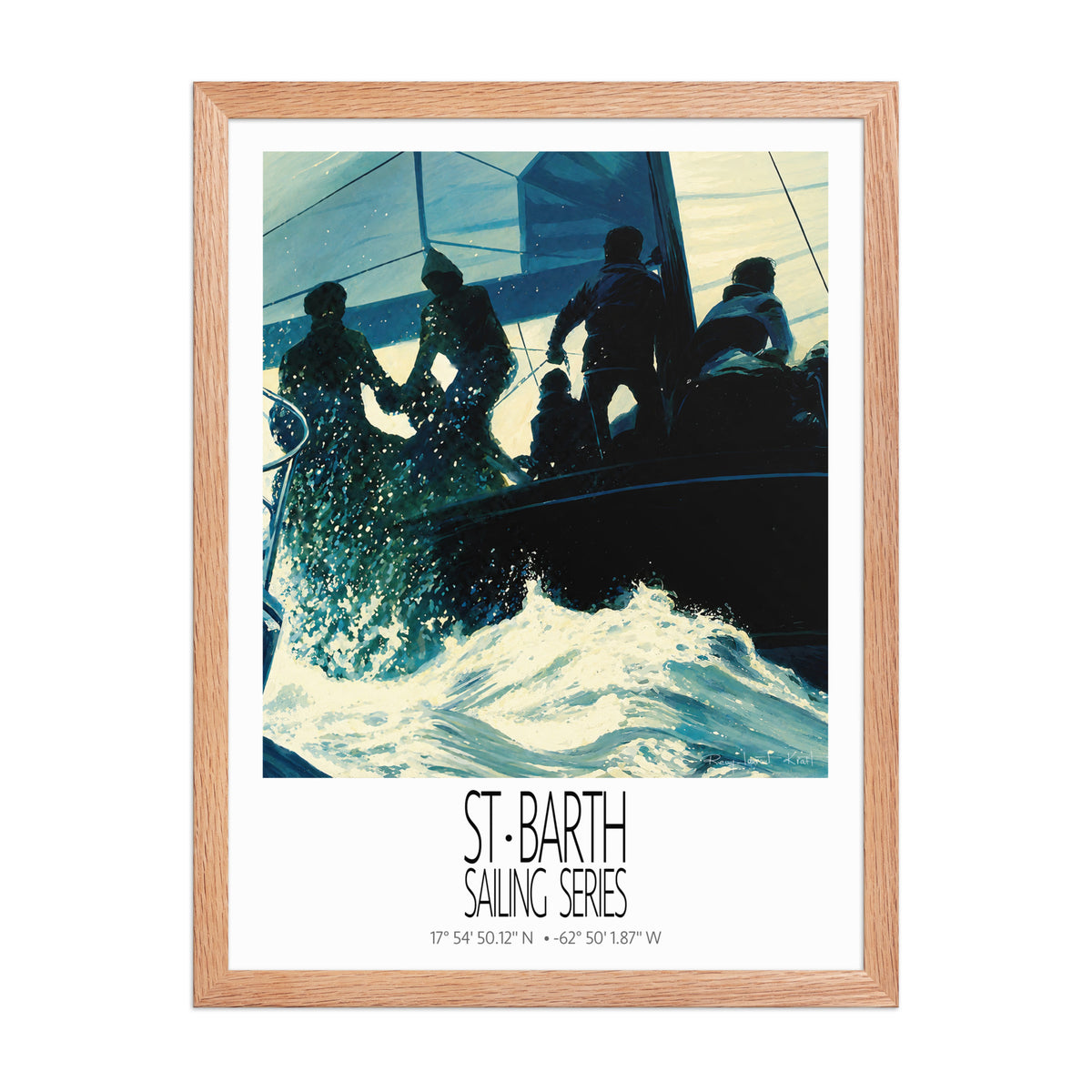Blue Regatta – 18x24 Red Oak frame preview – framed St Barth sailing wall art