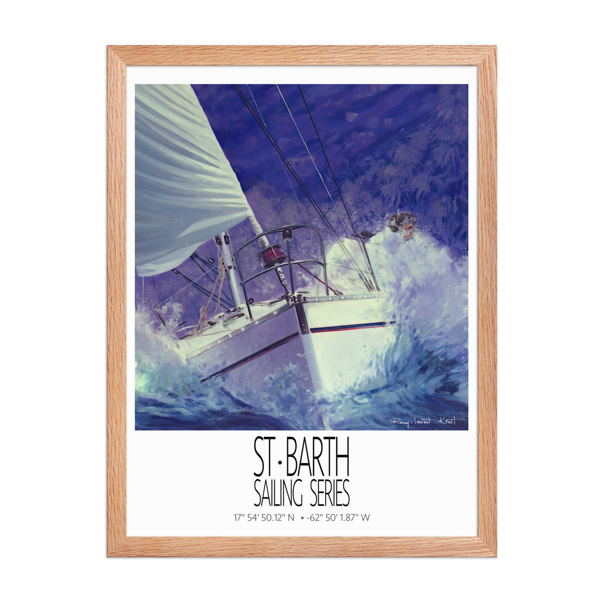 Coco Mauve – 18x24 Red Oak frame preview – framed St Barth sailing wall art