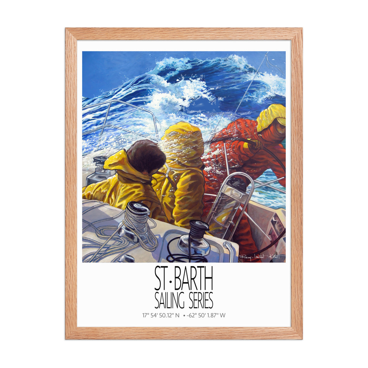 Grand Equipage – 18x24 Red Oak frame preview – framed St Barth sailing wall art