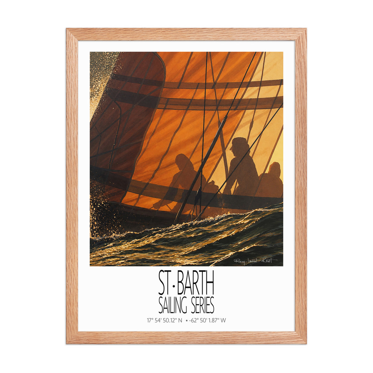 Sunset – 18x24 Red Oak frame preview – framed St Barth sailing wall art