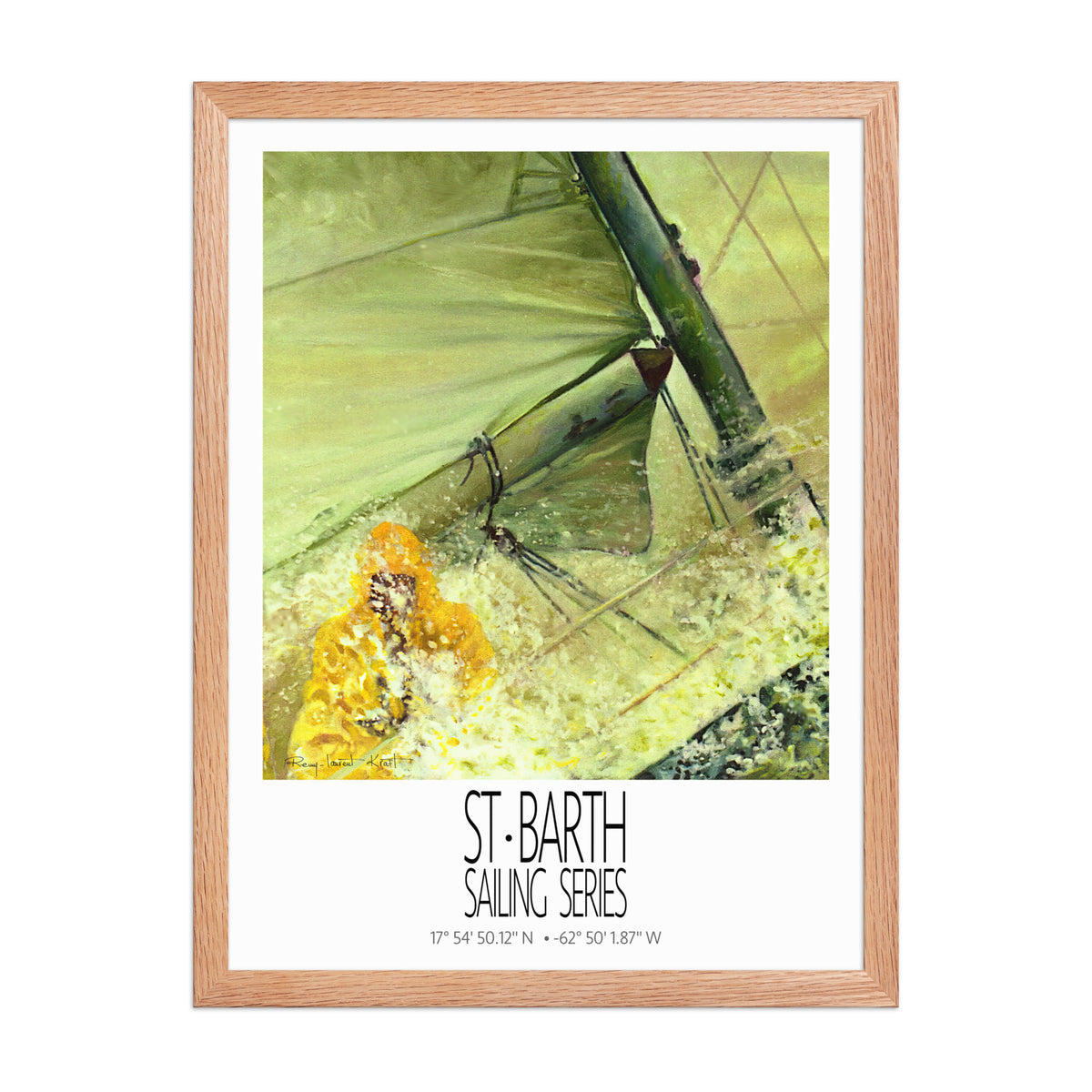 The Sail – 18x24 Red Oak frame preview – framed St Barth sailing wall art