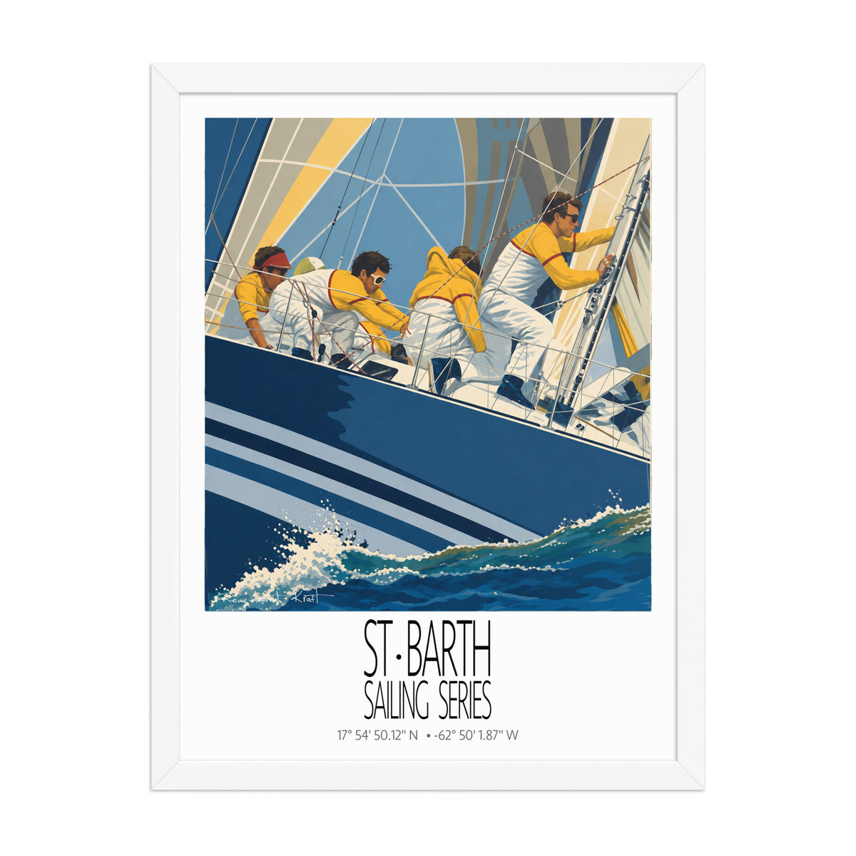 Duel Under Sail poster in white frame