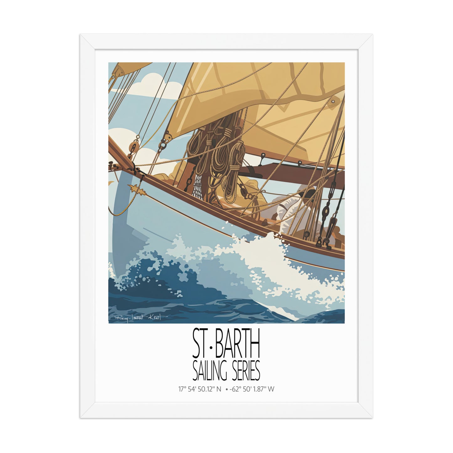 The Golden Sail poster in white frame