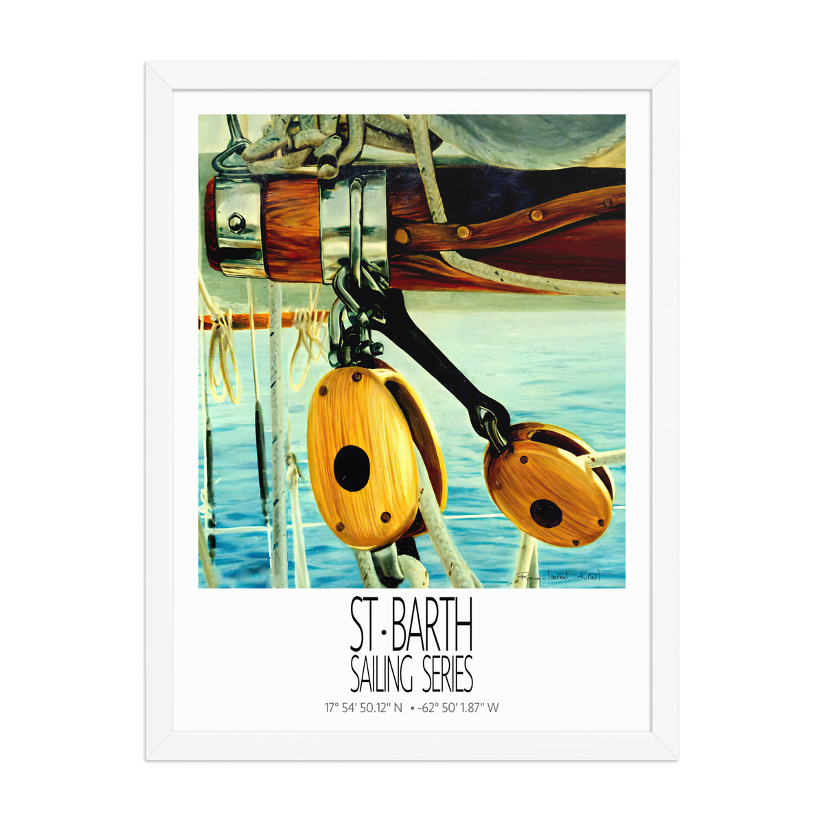 Classic Rigging – 18x24 White frame preview – framed St Barth sailing wall art