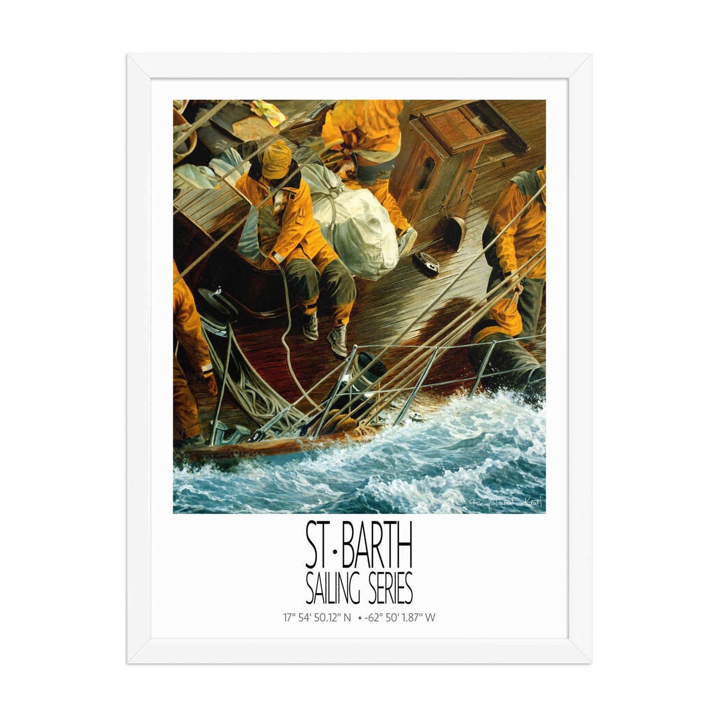 On Deck – 18x24 White frame preview – framed St Barth sailing wall art