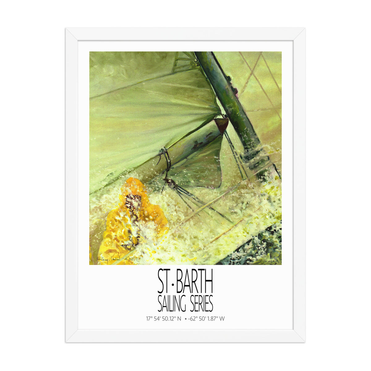 The Sail – 18x24 White frame preview – framed St Barth sailing wall art