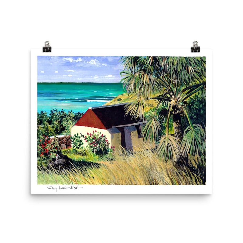 St Barth Watercolor Print – Grand Cul de Sac – Caribbean Wall Art