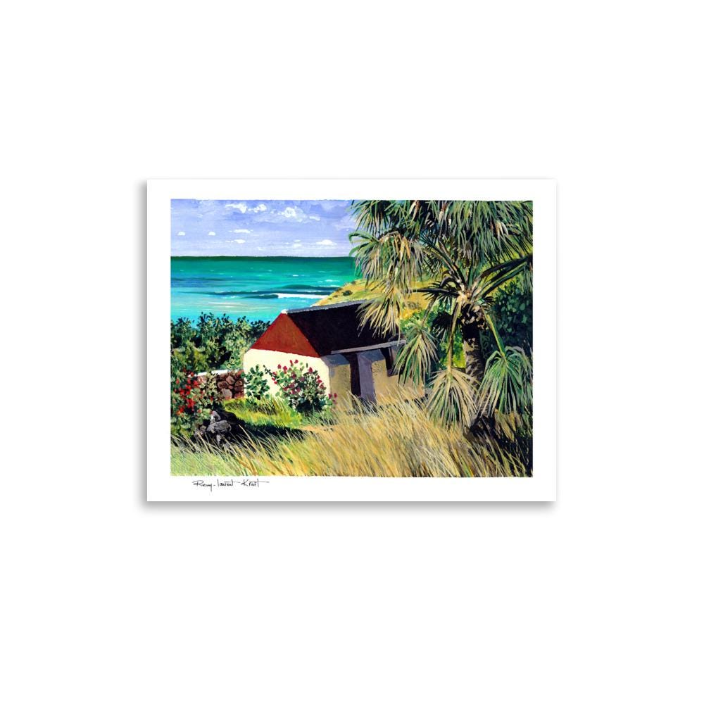 St Barth Watercolor Print – Grand Cul de Sac – Caribbean Wall Art