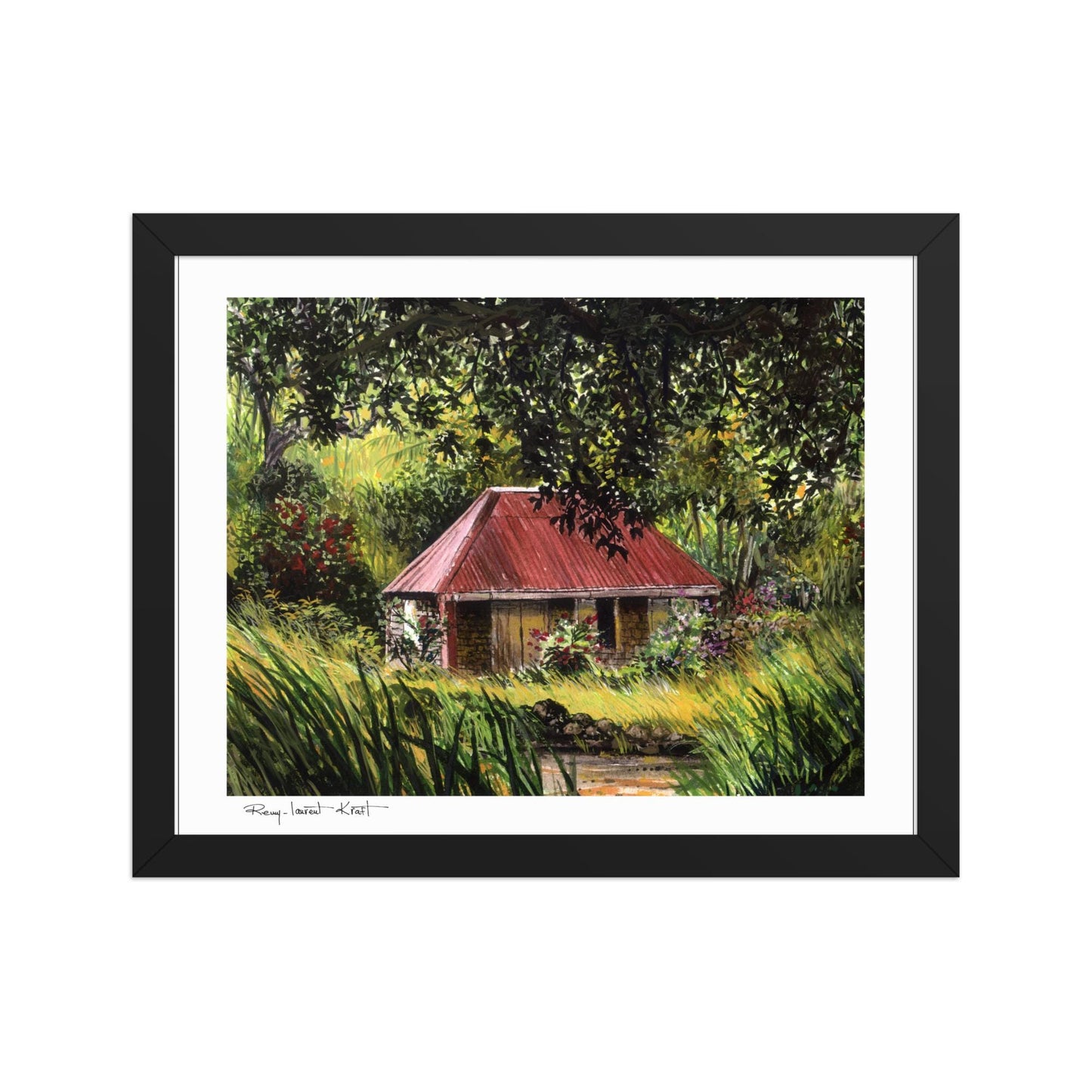 St Barth Watercolor Print – Vieille Case – Framed Caribbean Wall Art