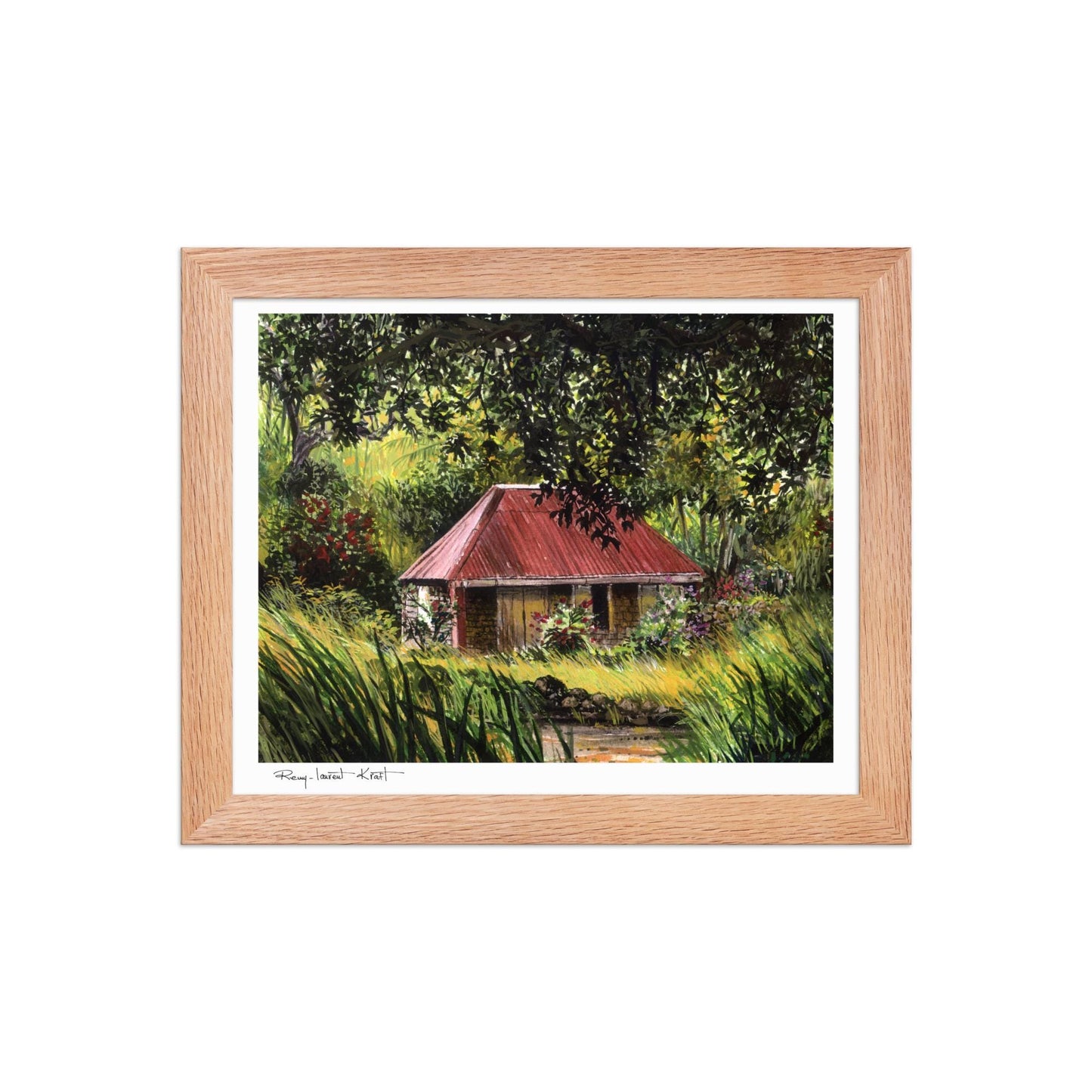 St Barth Watercolor Print – Vieille Case – Framed Caribbean Wall Art