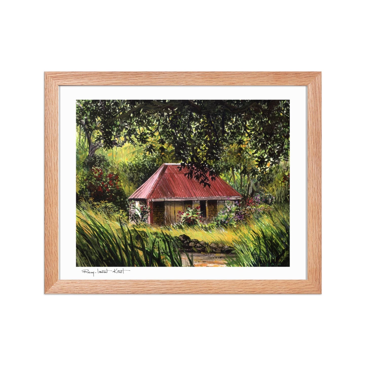 St Barth Watercolor Print – Vieille Case – Framed Caribbean Wall Art