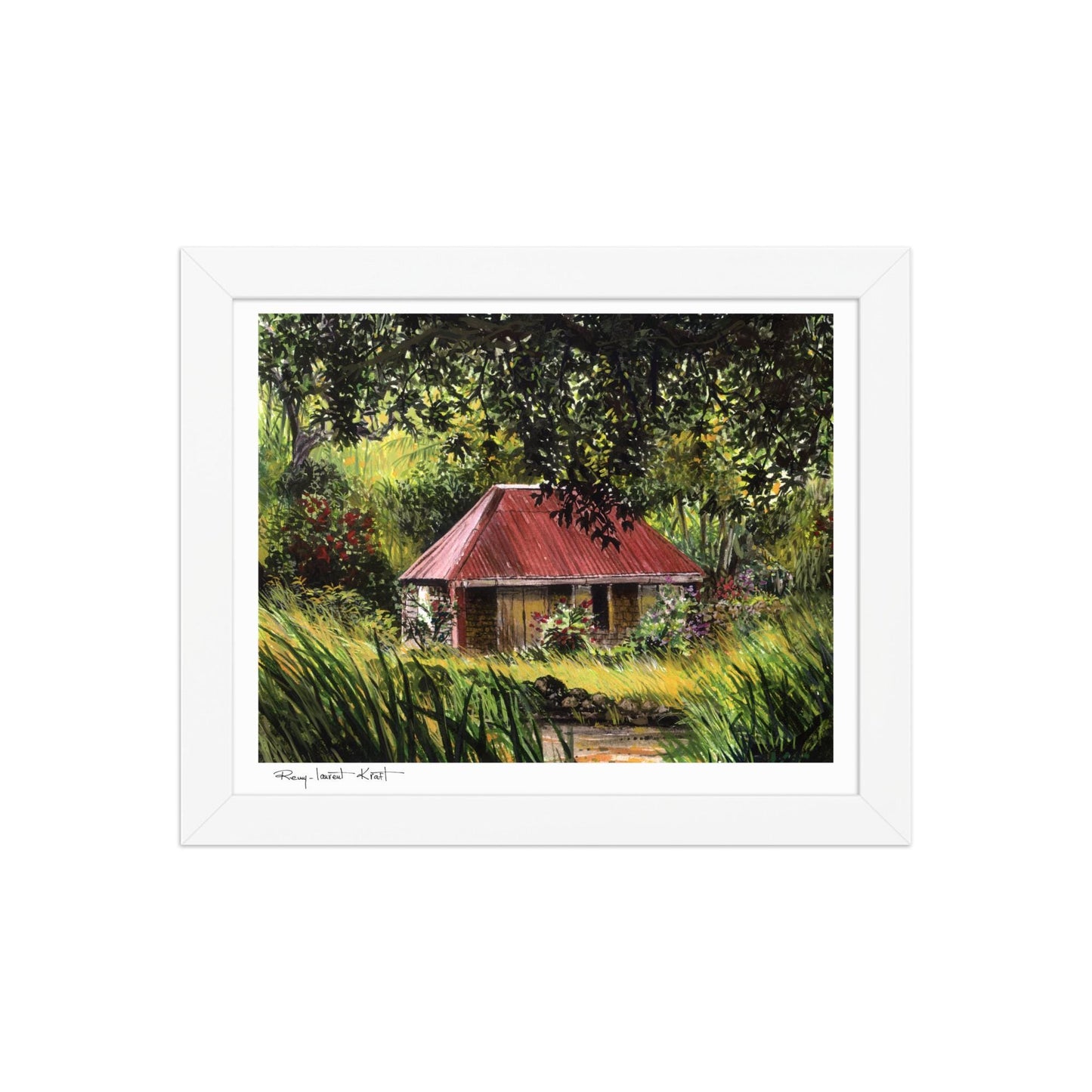 St Barth Watercolor Print – Vieille Case – Framed Caribbean Wall Art