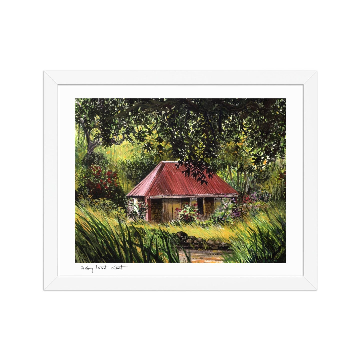 St Barth Watercolor Print – Vieille Case – Framed Caribbean Wall Art